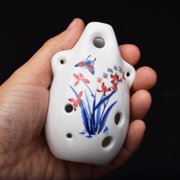 6 Hole Ceramic Ocarina Key of C Midrange Flute Orchid Design Wind Instrument for Beginner Self Study Music Learning Tool