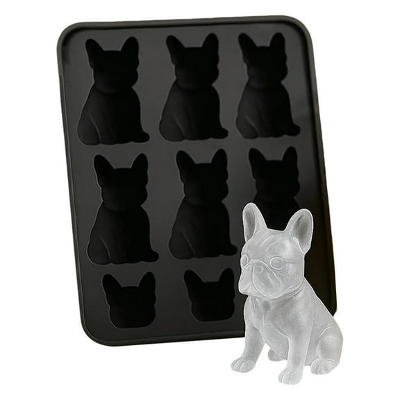 6-Hole Cute Bulldog Ice Cube Mold, Fun Animal Shape Food-Safe Silicone 3D Popsicle Molds For Whiskey, Cocktail And Drinking