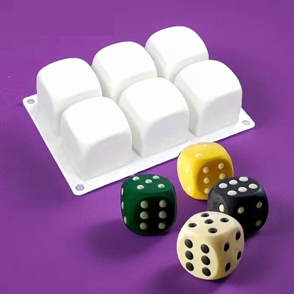 6-Hole Large Dice Silicone Mold for DIY Baking - Non-Toxic, Easy to Clean & Versatile