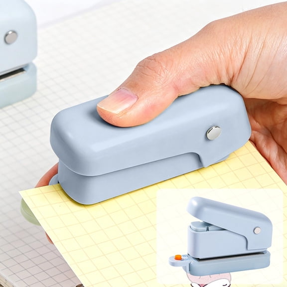 6-Hole Manual Paper Puncher, Portable Mini Hole Punch with Guide Ruler for A4 A5 B5 Loose Leaf Notebooks, 3.46x2.44x1.29in