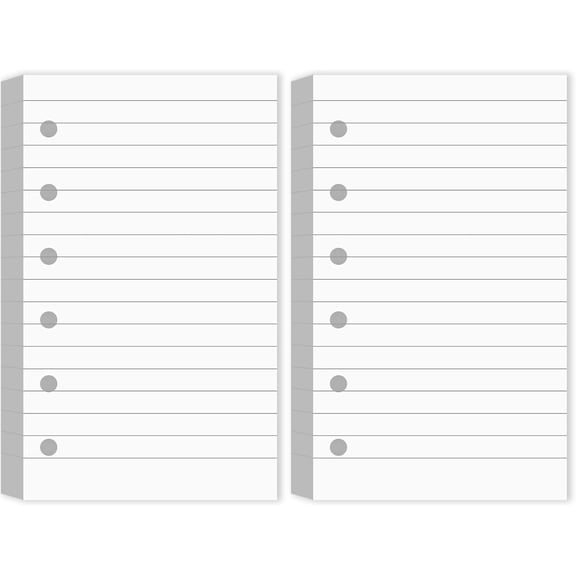 6 Hole Mini Lined Paper Refill 200 Sheets Blank Planner Refills Loose Leaf Papers 3 x 5 Inches for Binders Inserts Ruled Filler Books Memo Notebooks(White)