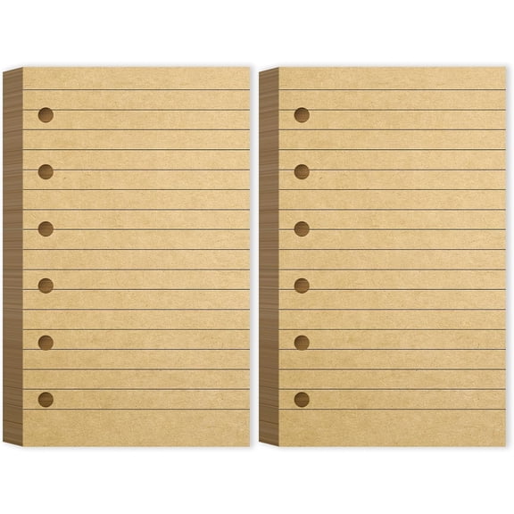 6 Hole Mini Lined Paper Refill 200 Sheets Blank Planner Refills Loose Leaf Papers 3 x 5 Inches for Binders Planner Inserts Mini Ruled Filler Books Memo Papers Notebooks(Kraft)