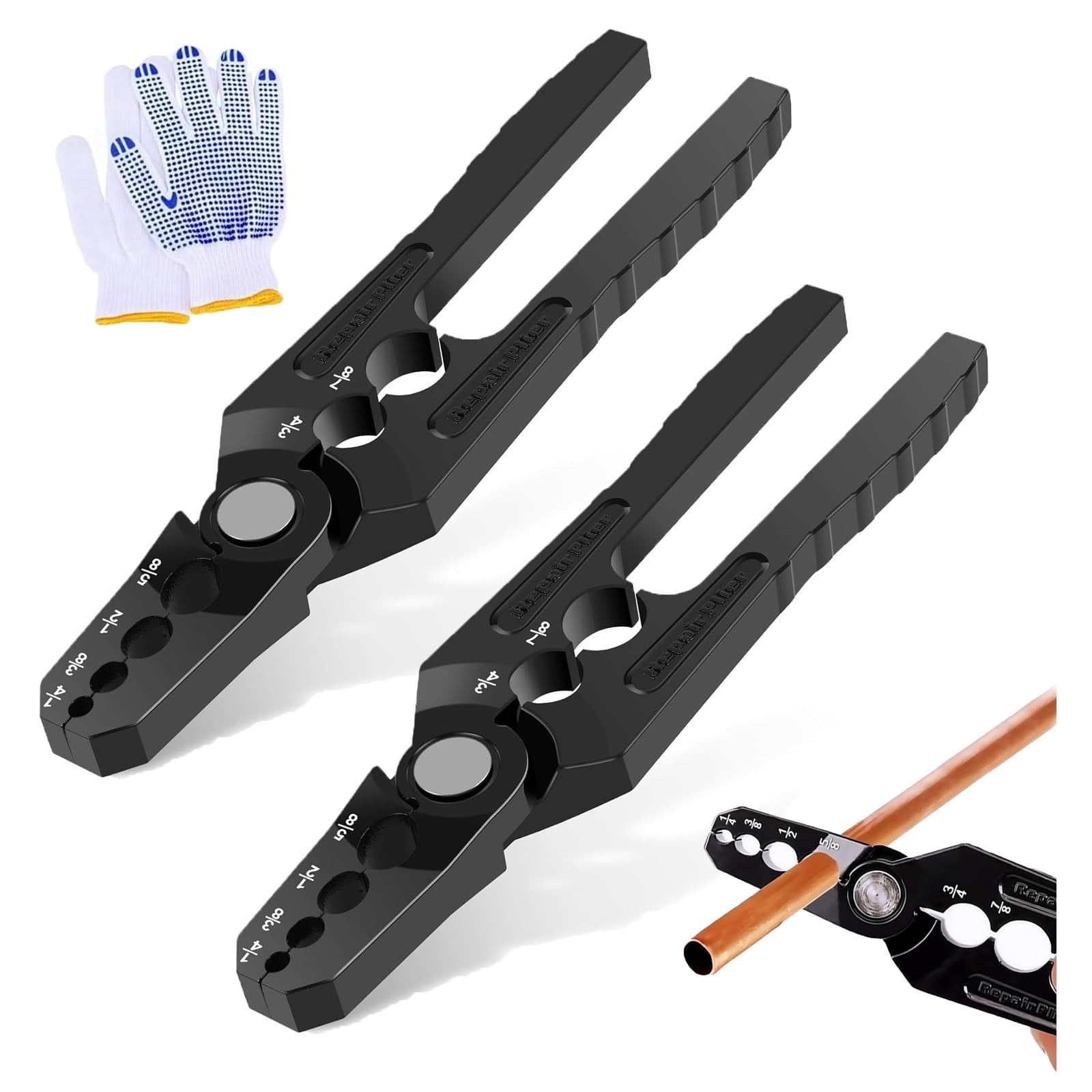 6-Hole Multi-Size Copper Pipe Repair & Rounding Pliers, Manual Tube Reshaper for 1/4" to 7/8" Copper & Aluminum Tubes