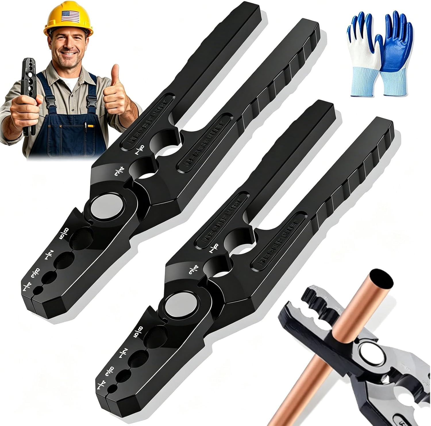 6-Hole Multi-Size Copper Pipe Repair & Rounding Tool, 2026 New Aluminum Alloy Pipe Rounding Hand Tool, Manual Copper Pipe Bender Tool Hvac/Flat Pipes Repair Pliers (2pc)