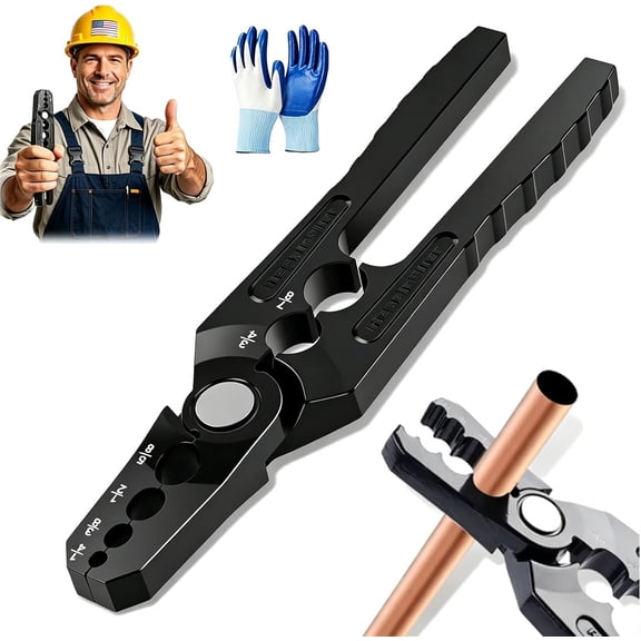 6-Hole Multi-Size Copper Pipe Repair & Rounding Tool, 2026 New Aluminum Alloy Pipe Rounding Hand Tool, Manual Copper Pipe Bender Tool Hvac/Flat Pipes Repair Pliers (1pc)