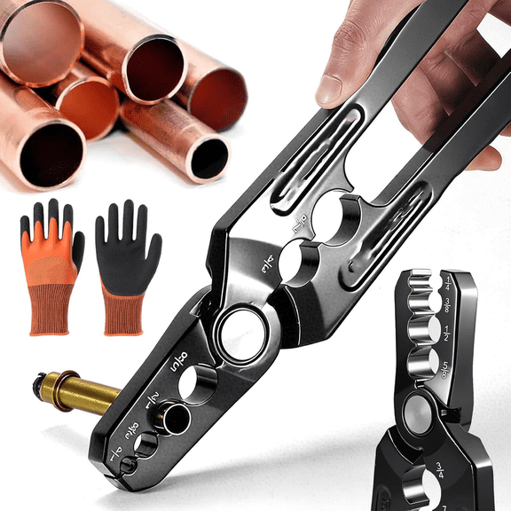6-Hole Multi-Size Copper Pipe Repair & Rounding Tool, CT-301 Manual Copper Tube Rounder Flat Pipe Repairer Pliers for HVAC Refrigeration Plumbing, 1/4 to 7/8 Inch (1PC)