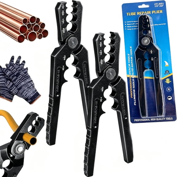 6-Hole Multi-Size Copper Pipe Repair & Rounding Tool, Manual Copper Tube Rounder for 1/4" to 7/8" Aluminum & Steel Tubing, Pipe Straightener Narrow Hvac Refrigeration Plumb Spaces (2PCS)