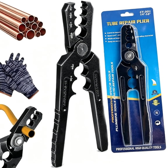 6-Hole Multi-Size Copper Pipe Repair & Rounding Tool, Manual Copper Tube Rounder for 1/4" to 7/8" Aluminum & Steel Tubing, Pipe Straightener Narrow Hvac Refrigeration Plumb Spaces (1PC)