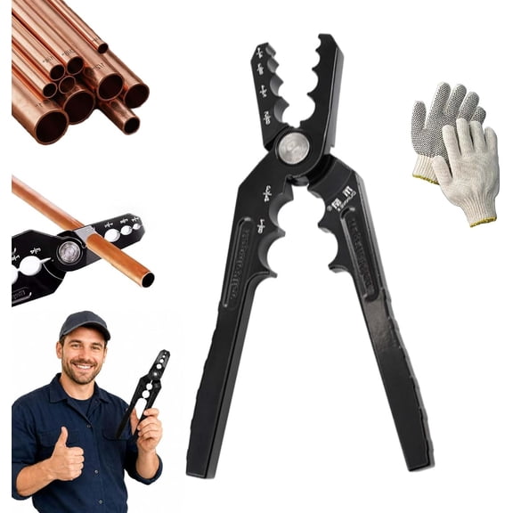 6-Hole Multi-Size Copper Pipe Repair & Rounding Tool, Manual Copper Tube Rounder for 1/4" to 7/8" Tubing, Aluminum Alloy Copper Pipe Rounding Tool for HVAC Refrigeration Plumbing Repair (1Pc)
