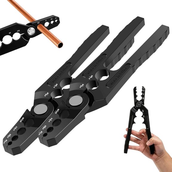 6-Hole Multi-Size Copper Pipe Repair & Rounding Tool, Manual Copper Tube Rounder, Aluminum Alloy Flat Tube Repair Pliers, for 1/4" to 7/8" Tubing, HVAC Refrigeration Pipe Maintenance (2 Pcs)