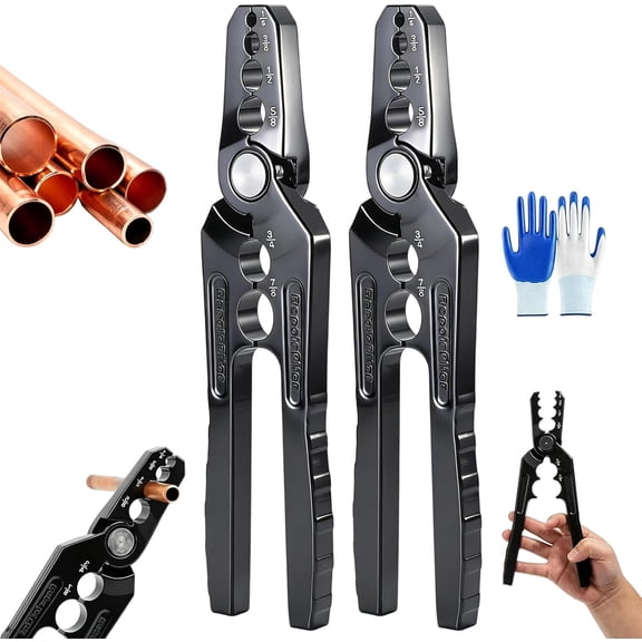 6-Hole Multi-Size Copper Pipe Repair & Rounding Tool, Manual Copper Tube Rounder, Flat Tube Repairer Pliers, Tubing Repair Tool for HVAC Pipe Maintenance (2pcs)