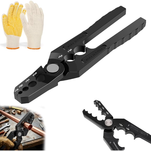 6-Hole Multi-Size Copper Pipe Repair & Rounding Tool, Manual Copper Tube Rounder, HVAC Coppers Pipe Rounding & Straightening Pliers for 1/4" 3/8" 1/2" 5/8" 3/4" 7/8" Tubes (1PC)