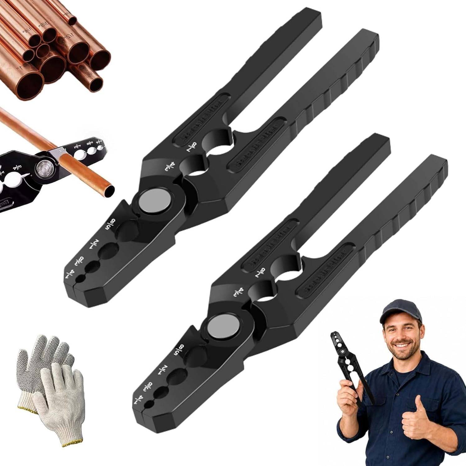 6-Hole Multi-size Copper Pipe Repair & Rounding Tool, Manual Copper Tube Rounder for 1/4" to 7/8" Tubing, Aluminum Alloy Copper Pipe Rounding Tool for HVAC Refrigeration Plumbing Repair (2Pcs)