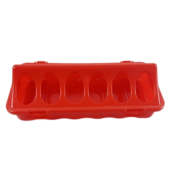 6 Hole Plastic Poultry Feeder Trough Anti Waste Feed Dispenser For Chick Quail Small Backyard Bird Cage Accessory(Red-20cm)