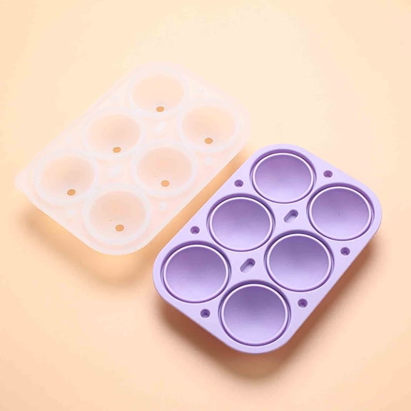6 Hole Round Ice Ball Mould - Food Grade, Easy Release & Clean, Compact Design for Freezer, Dishwasher, Microwave - Perfect for Ice Cubes, Ice Cream, Chocolate & Cakes