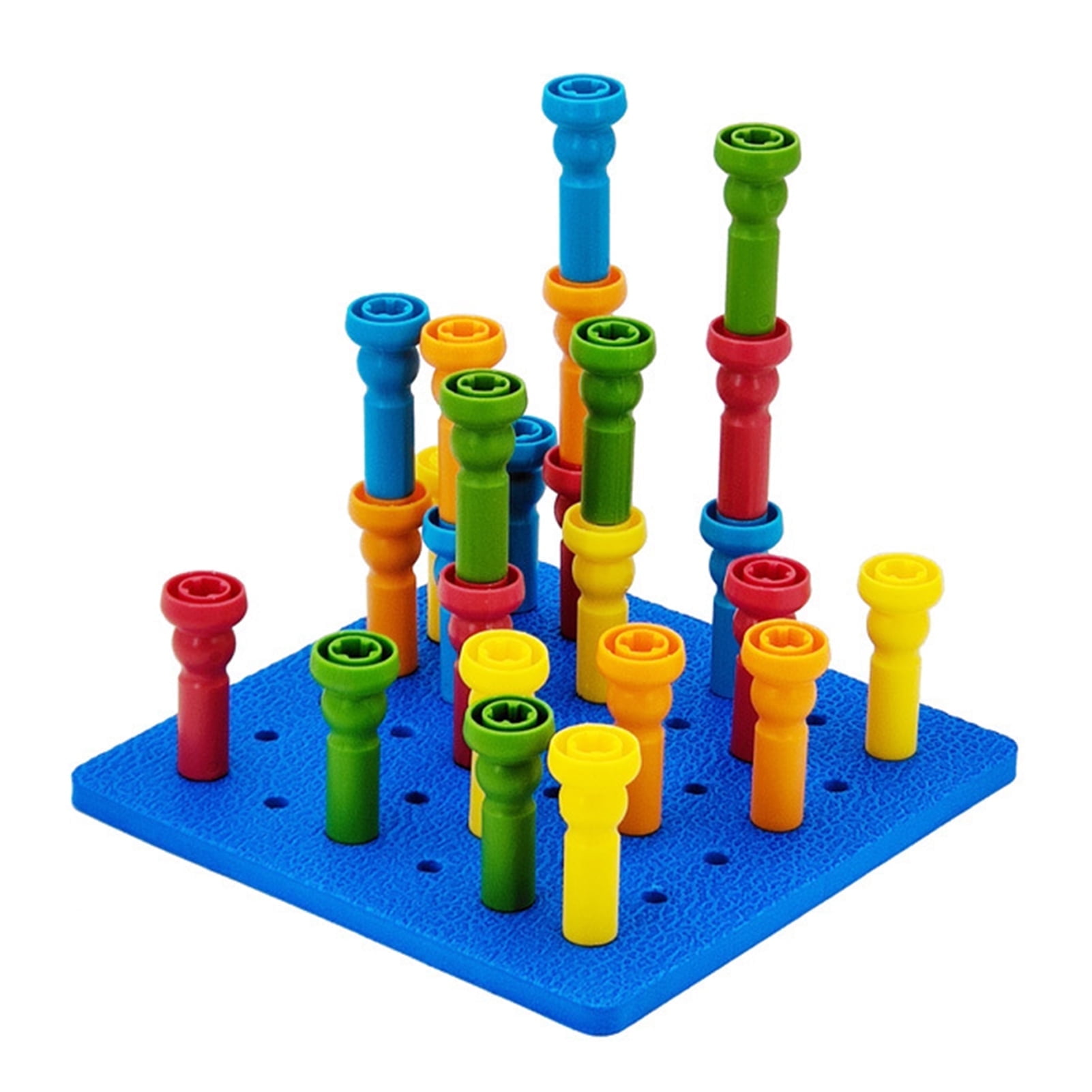 6 Holes 5 Colors Toddlers Preschoolers,Brightly Colored Stackable Pegs