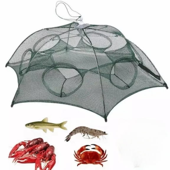 6 Holes Fishing Net, Portable Folding Fishing Net Cage Trap Casting Net for Crab Shrimp Crawfish