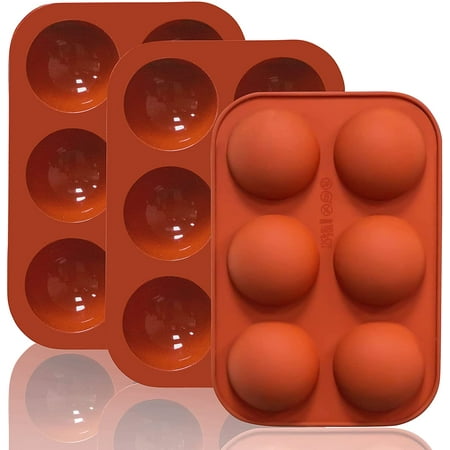 6 Holes Medium Semi Sphere Silicone Molds, 3 Packs Half Sphere Silicone Baking Molds for Making Chocolate, Cake, Jelly, Dome Mousse
