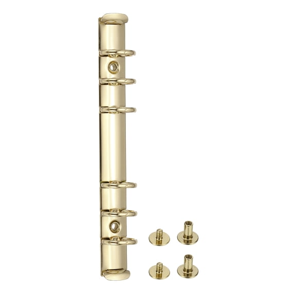 6 Holes Ring Binder, A6 Notebook 20mm Binder Mechanisms, Gold, 1 Set