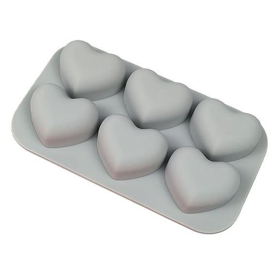 6 Holes Silicone Chocolate Molds Heart Shape Non-Stick Kitchen Baking Pans Fondants Molds for Making Candy Jelly Muffins