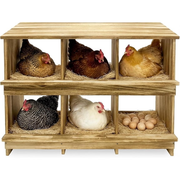 6 Holes Standard Chicken Nesting Box for Laying Eggs, Two-Tier Wooden Nesting Boxes for Chickens, Series Laying Box for , Ducks and Birds
