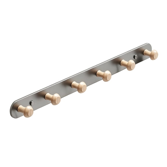 6-Hook Wall Mounted Towel Hook Rack, Brushed Nickel Angle Towel Holder Rail for Bathroom Entryway Storage(Grey,One Size)