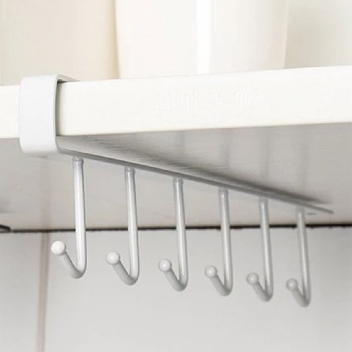 6 Hooks Cup Holder Mug Hooks Under Nail Free Coffee Cups Holder Metal Under Shelf Mug