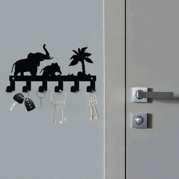 6 Hooks Key Holder for Wall Metal Keys Holder Decorative Wall Mounted Elephant Design Style Key Rack for Wall Key Hanger
