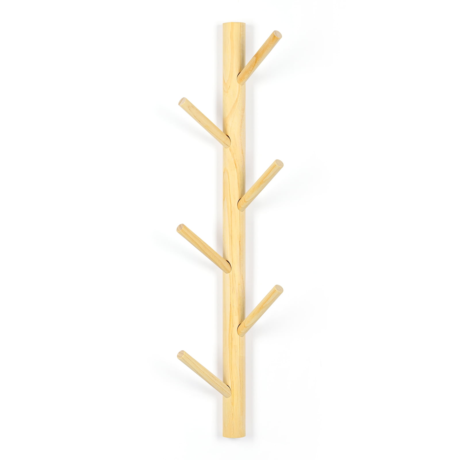 6 Hooks Wood Coat Rack Wall Mounted Tree Branch Coat and Hat Entryway
