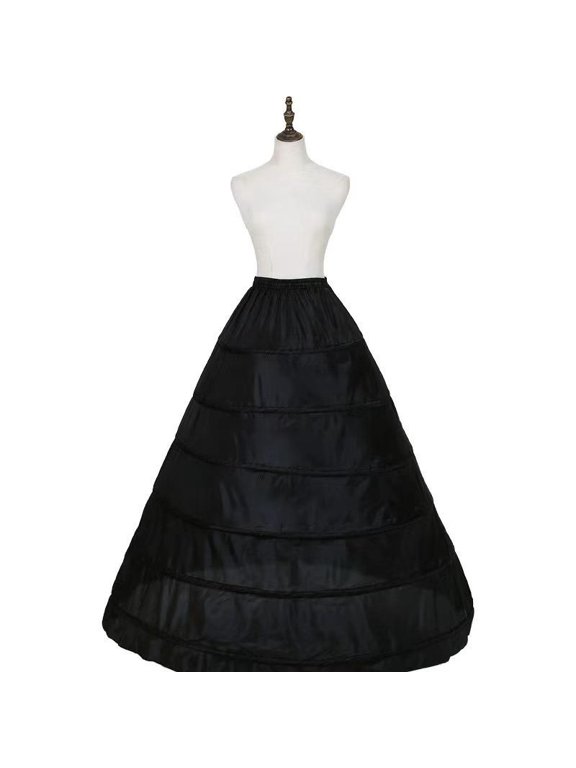 6 Hoops Crinoline Skirt, Full A-Line Wedding Dress Petticoat Underskirt, Elastic Waist Adjustable Hoop Skirt for Wedding, Prom, Ball Gown