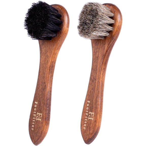 6" Horsehair Shoe Shine Dauber Brush, Compact Applicator for Leather Cream, Polish, Buffing & Travel Care (Made in Germany) Two Brush Set