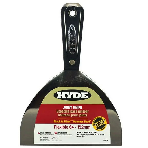 6" Hyde 02870 Black & Silver Carbon Steel Flexible Joint Knife with Hammerhead End