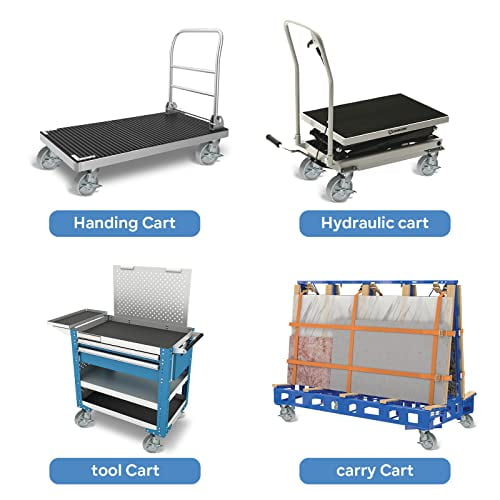 6 INCH Heavy Duty Casters, Swivel &Brake Caster Wheels, Industrial Caster Wheels Steel Cast Iron Wheel 1250 Lbs Per Casters - Widely use for, Tool Box and Workbench (2 Brake)