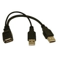 thumbnail image 1 of 6 INCH USB 2.0 Female to Dual Male (1 Power, 1 Data/Pwr) Y Extension Cable, 1 of 2
