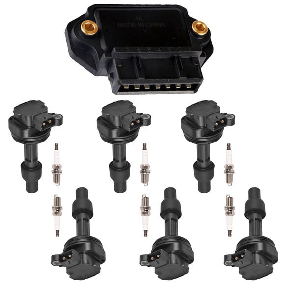 6 ISA Ignition Coils, Ignition Module and 6 Platinum Spark Plug Compatible with 1992-1997 Volvo 960 2.9L I6 Replacement for UF167