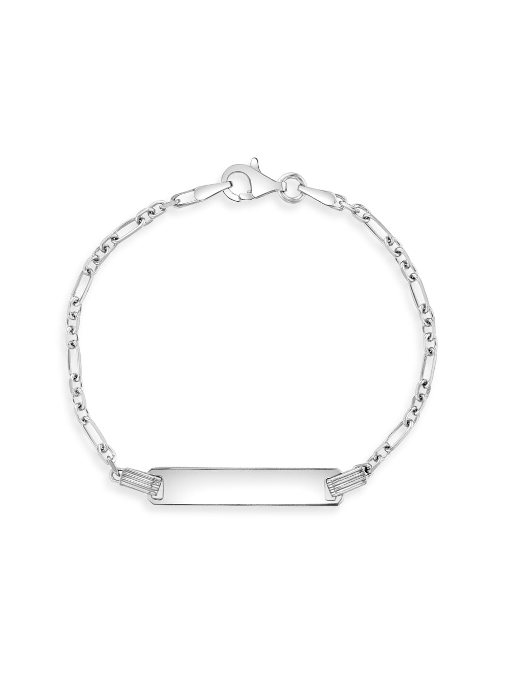 6" Identification Bracelet Kids / Girls Bracelet Rondel Link - Sterling Silver