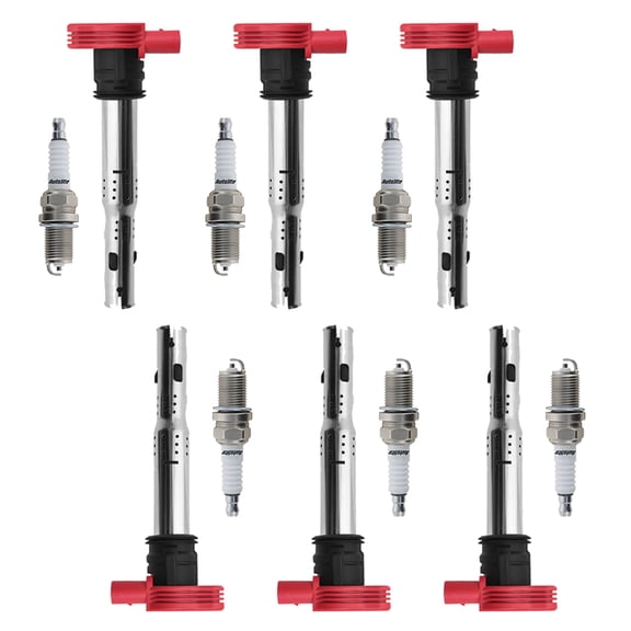6 Ignition Coils and 6 Autolite Spark Plugs Compatible with 2006-2017 Audi A5 Q5 Q7 R8 S4 S5 Replacement for UF529