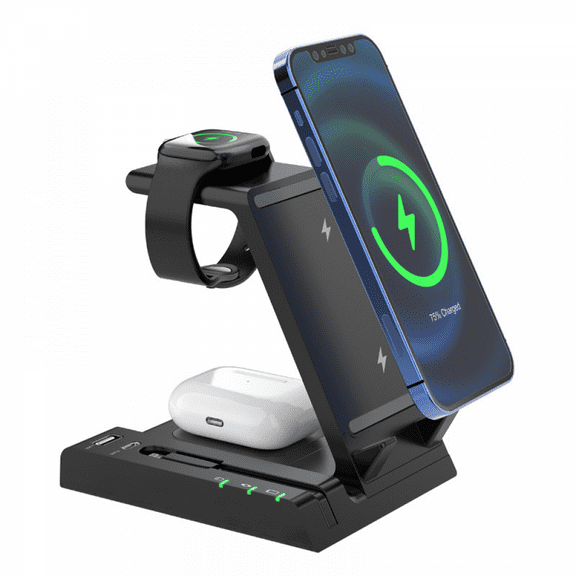 6-in-1 50W Fast Wireless Charging Dock Station for Smartphones Smartwatches & Earbuds-Black