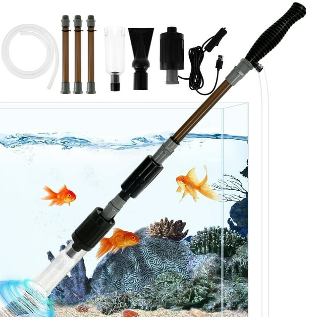 6 In 1 Automatic Aquarium Gravel Cleaner with Strong Suction,Vacuum Cleaner Kit Fish Tank