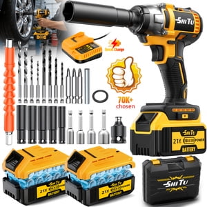 6 In 1 Cordless Impact Wrench Kit 1/2 Inch, 660 Ft-lb Brushless Impact Gun, 3 Forward Speeds, With Built-in LED Light