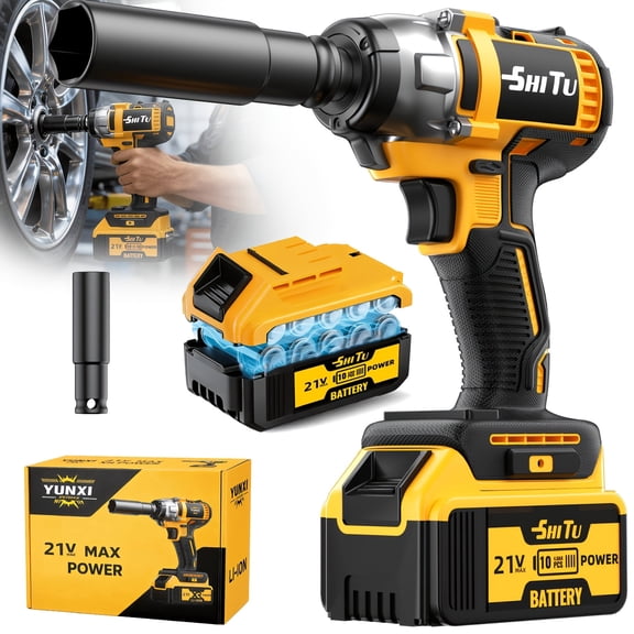 6 In 1 Cordless Impact Wrench Kit 1/2 Inch, 660 Ft-lb Brushless Impact Gun, 3 Forward Speeds, With Built-in LED Light