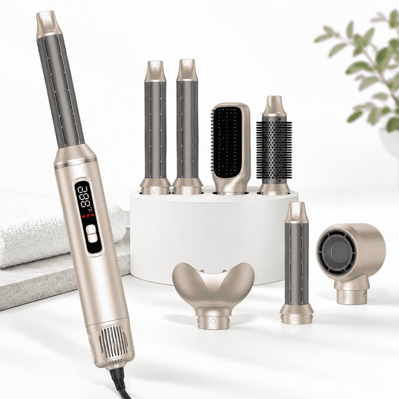 6 In 1 Hair Dryer Brush & Air Styler Professional Blowout With Lcd Screen Multi-styler For Volume Shine 122°f-230°f Precision Hea