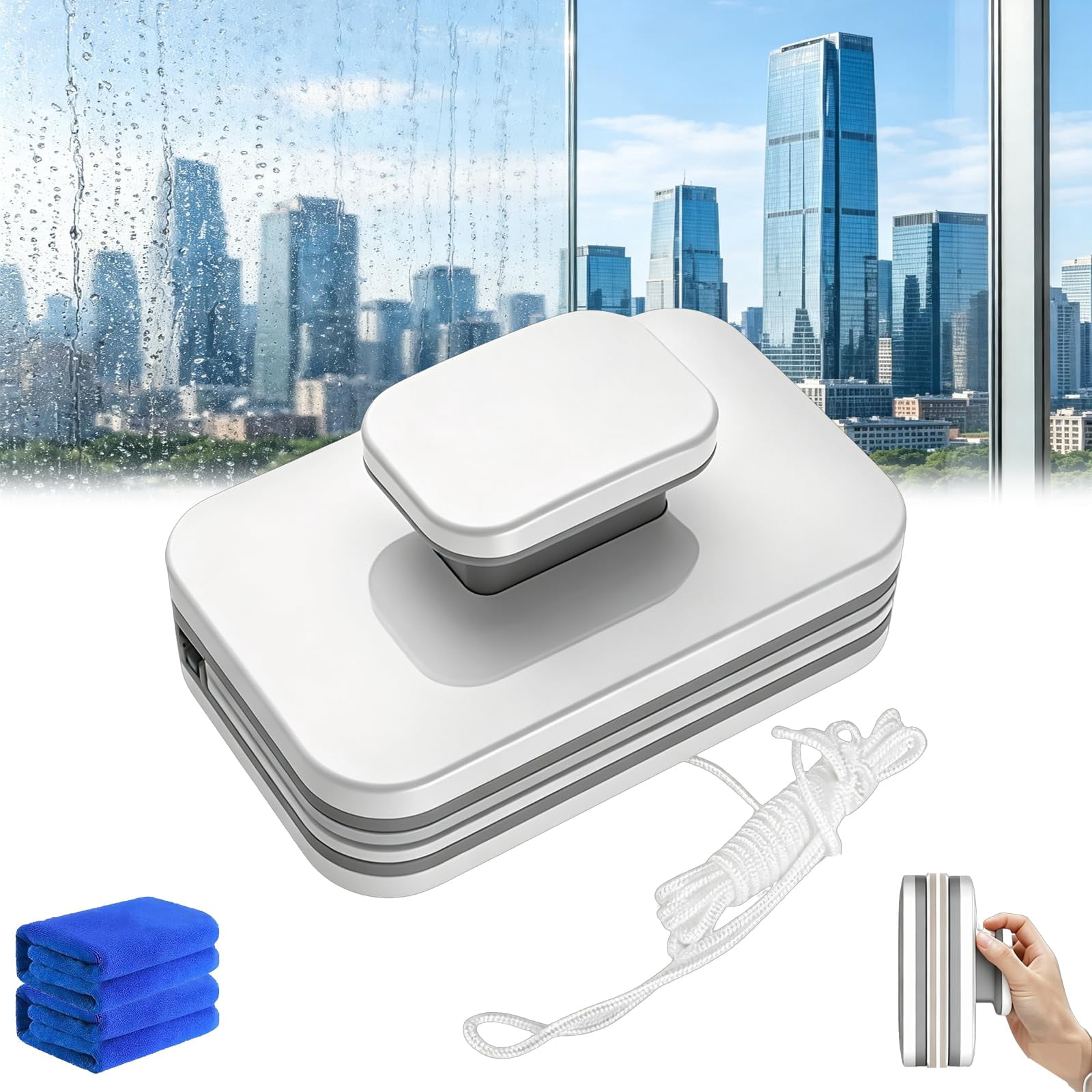 Window Cleaning Machine Tools 6-In-1 Magnetic Window Cleaner, Double Sided Glass Cleaner Tool with ...