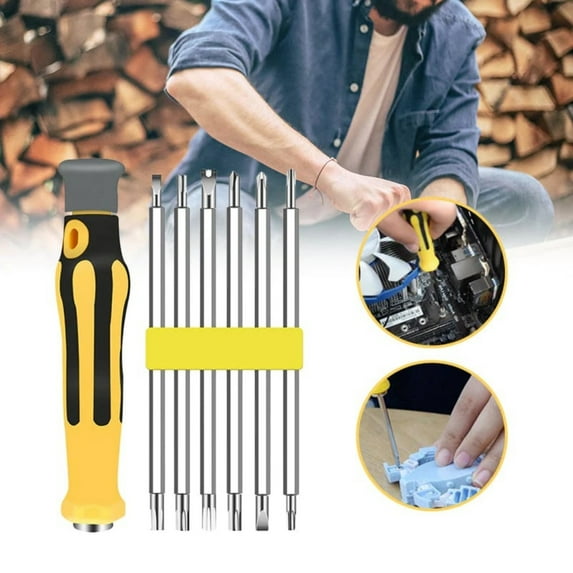 6-In-1 Mini Screwdrivers Set, Small Screwdriver Sets, Multipurpose Turn Screw, Household Small Driver, Detachable Handle, Alloy Steel Material, 1 Set, Multisize