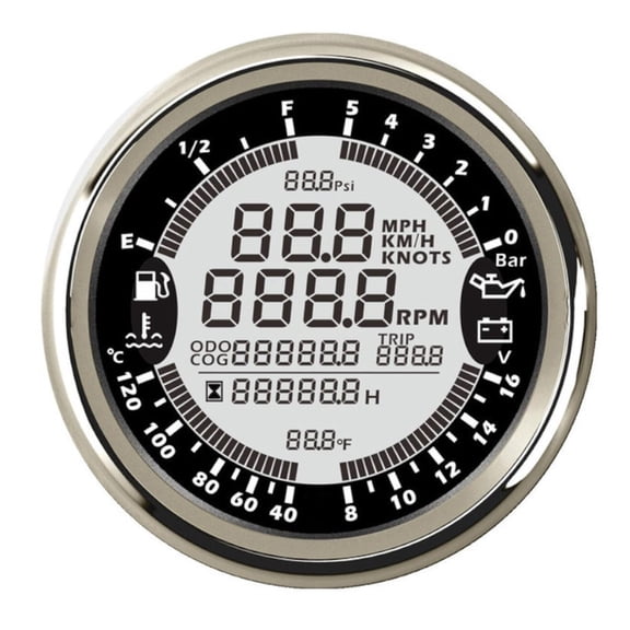 6 In 1 Multi-functional Gauge Meter Car Boat 85mm GPS Speedometer Tachometer 12V Fuel Level Water Temp Oil Pressure 0~5Bar ,Easy to Install