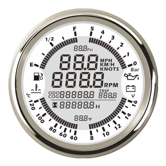 6 In 1 Multi-functional Gauge Meter Car Boat 85mm GPS Speedometer Tachometer 12V Fuel Level Water Temp Oil Pressure 0~5Bar ,Easy to Install