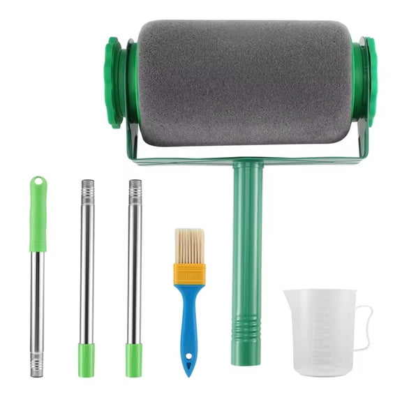 6 In 1 Paint Roller Equipment With Metal Extension Rods And Storage Container For Even Coverage