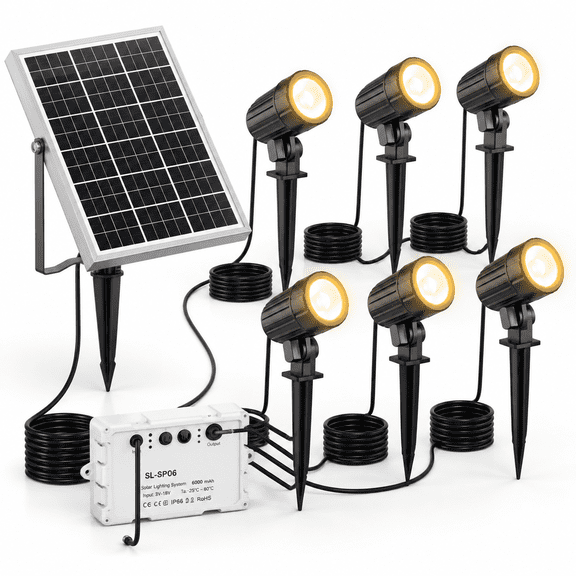6 In 1 Solar Spotlights Landscape Outdoor Garden Lights