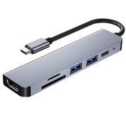 6 In 1 Type C Hub Multiport Adapter Portable Docking Station For Macbook Laptop