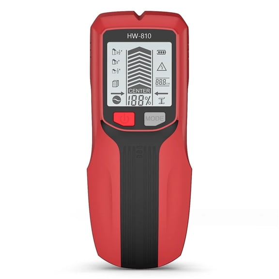 6 In 1 Wall Metal Detector Backlight Wall Stud Finder AC Live Wire Cable Metal Detector LCD Display ,Easy to Operate - RED_1